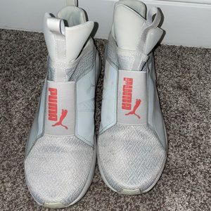 Gray puma high top sneakers